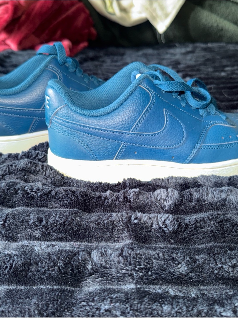 Nike Kids Teal-Blue Leather Low-Top Sneakers